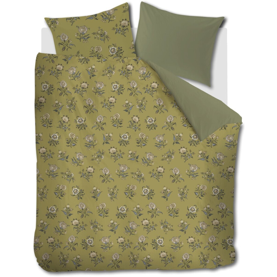 At Home by BeddingHouse Bygone dekbedovertrek - Tweepersoons - 200 x 200/220 cm - Olive Green afbeelding 1