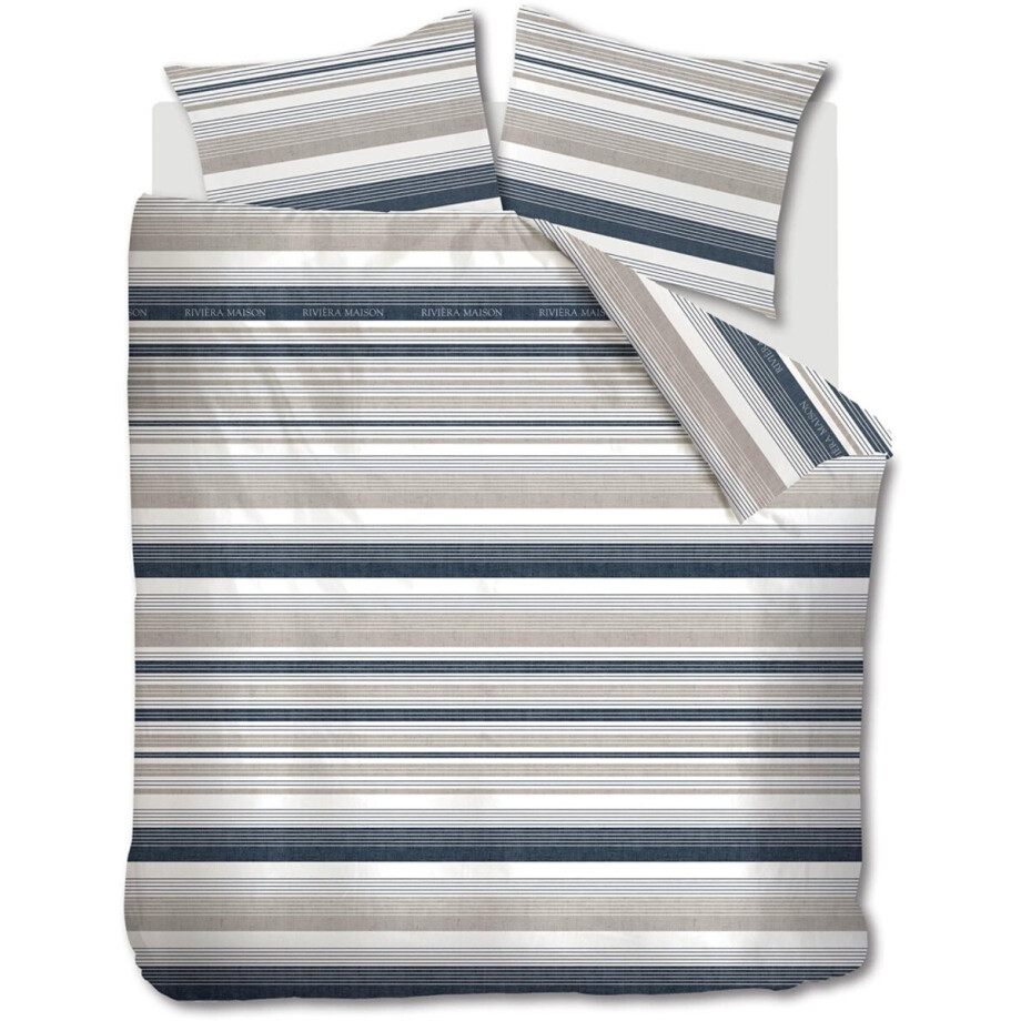 Riviera Maison Sturdy Stripe dekbedovertrek - Lits-Jumeaux - 240x200/220 - Marineblauw Riviera Maison Sturdy Stripe dekbedovertrek - Lits-Jumeaux - 240x200/220 - Marineblauw afbeelding 1