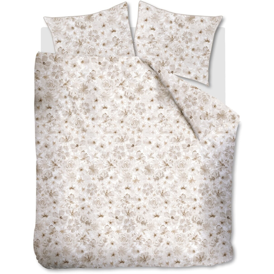 Riviera Maison Flowing Flowers dekbedovertrek - Lits-Jumeaux XL - 260x200/220 - Zand afbeelding 1