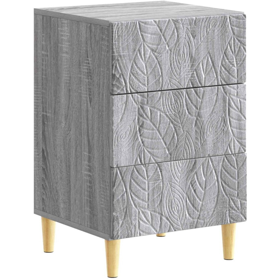 vidaXL - Nachtkastje - Grijs - Sonoma - 43 - x - 39,5 - x - 66,5 - cm - Bewerkt - hout afbeelding 1