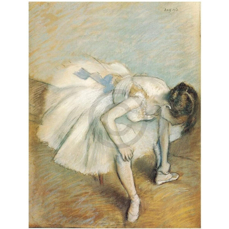 Kunstdruk Edgar Degas - Danseuse nouant son brodequin 24x30cm afbeelding 1