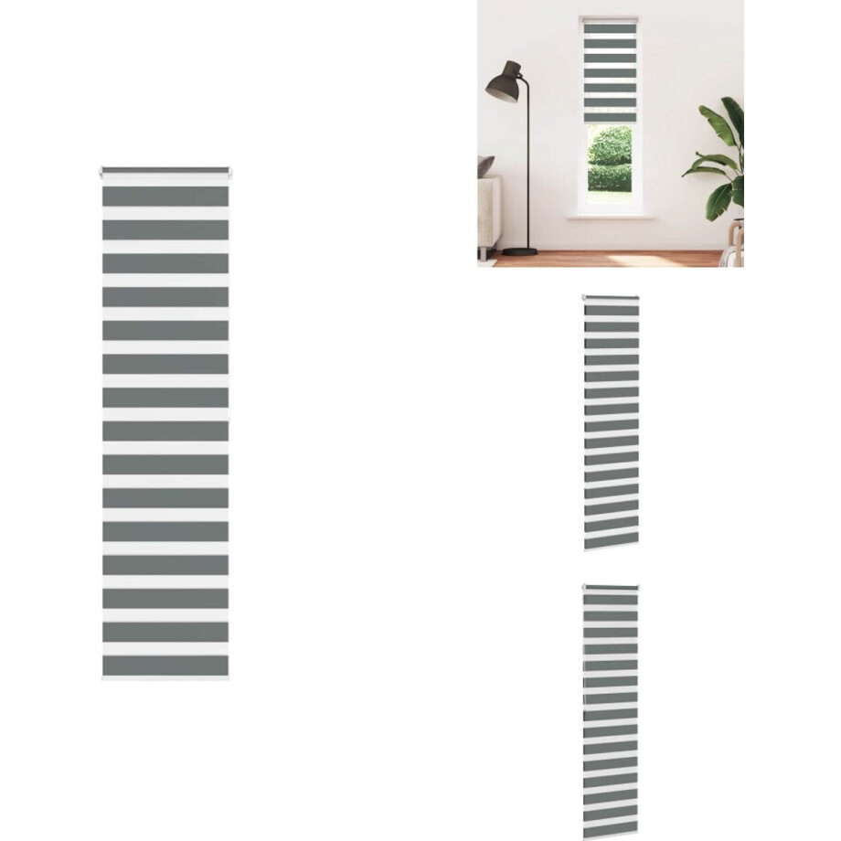 vidaXL Zebra Jaloezie - Zebra Jaloezieën - Zebra Rolgordijn - Dubbel Rolgordijn - Zebra rolgordijn 55x200 cm stofbreedte 50,9 cm donkergrijs afbeelding 1