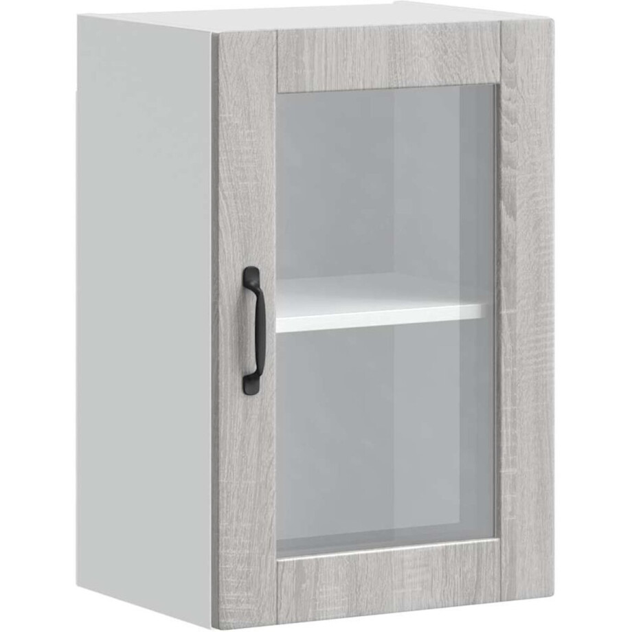 vidaXL - Keukenbovenkast - met - glazen - deur - Porto - grijs - sonoma - eiken vidaXL - Keukenbovenkast - met - glazen - deur - Porto - grijs - sonoma - eiken afbeelding 1