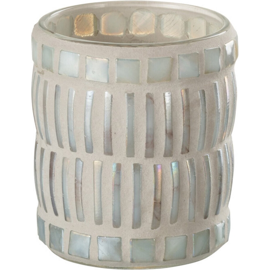J-Line kaarshouder Mozaiek Rond - glas/cement - parelmoer/grijs - small - 3 stuks afbeelding 1
