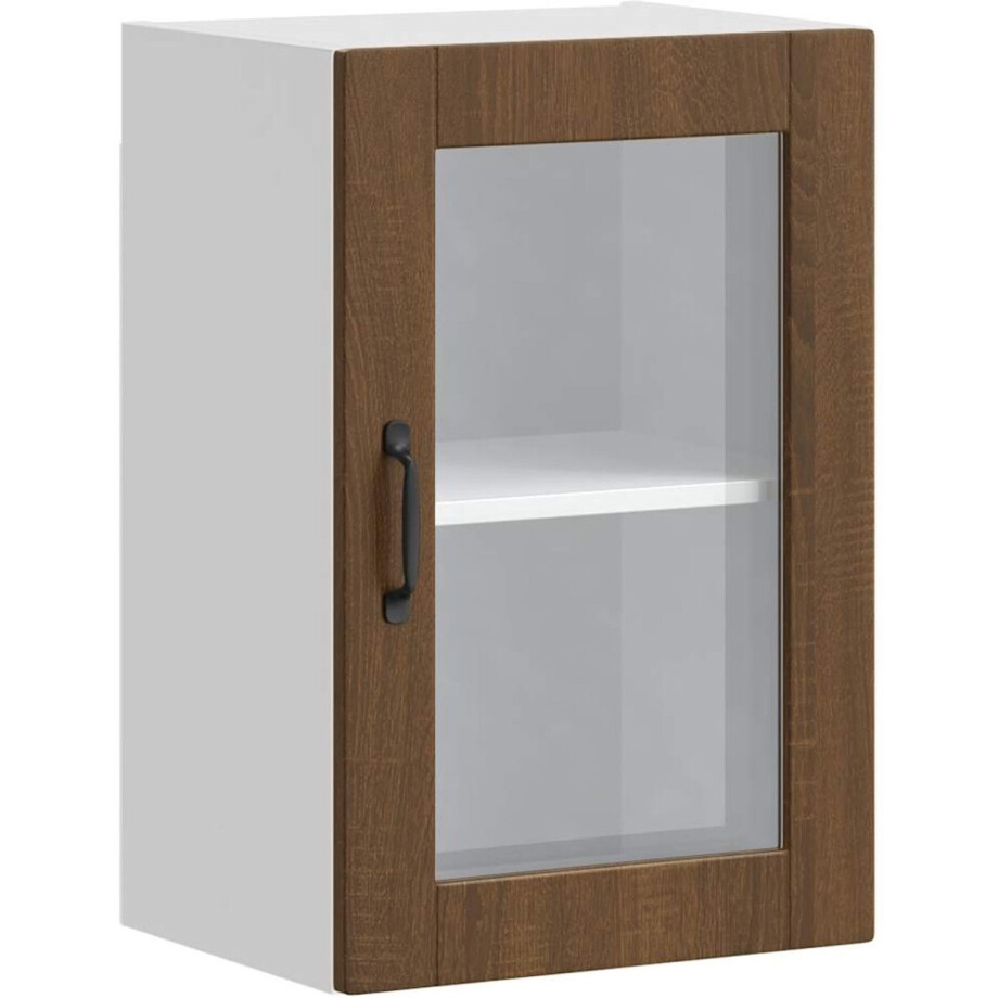 vidaXL - Keukenbovenkast - met - glazen - deur - Porto - bruin - eikenkleur afbeelding 1