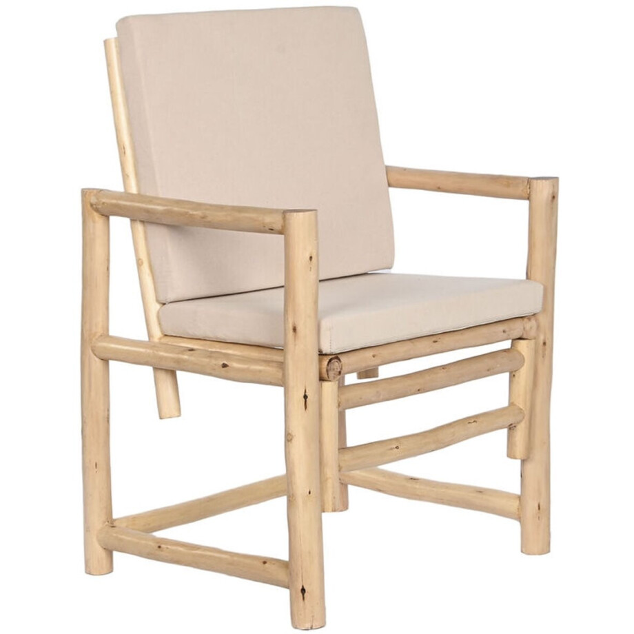 Armstoel Home ESPRIT Wit Beige Natuurlijk Katoen 61 x 50 x 90 cm afbeelding 1