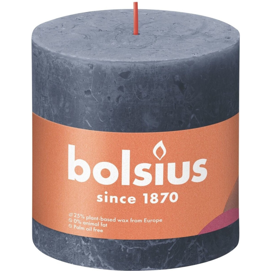 Bolsius Stompkaars Twilight Blue Ø100 mm - Hoogte 10 cm - Blauw/Grijs - 62 Branduren afbeelding 1
