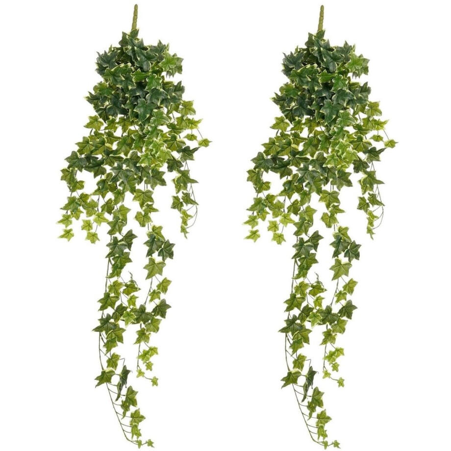 Mica Decorations Hedera klimop kunstplant - 2x - groen mix - hangplant - L25 x B25 x H134 cm - Kunstplanten/nepplanten afbeelding 1