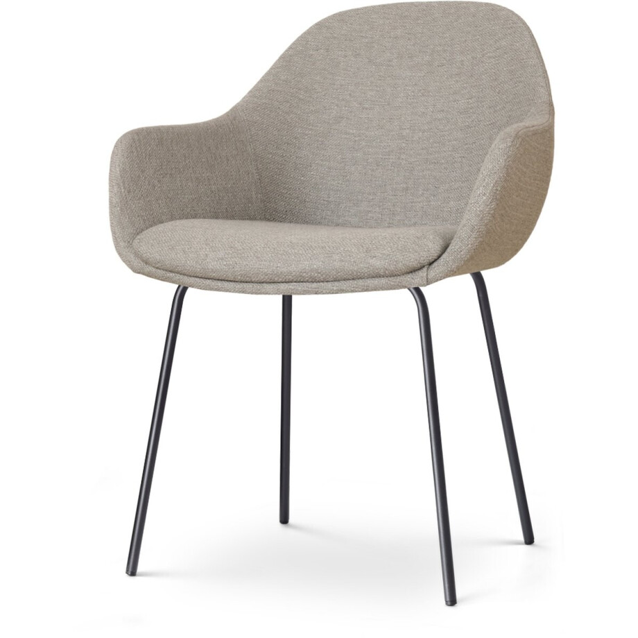 Nolon Nora-Mae Eetkamerstoel Warm Grijs - met Armleuning - Stof - Zwart Onderstel - Design - Scandinavisch - Comfortabel Nolon Nora-Mae Eetkamerstoel Warm Grijs - met Armleuning - Stof - Zwart Onderstel - Design - Scandinavisch - Comfortabel afbeelding 1