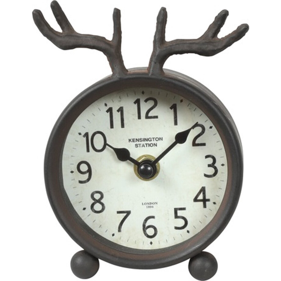 Countryfield Tafelklok Deer metaal L4,5B10,5H13,5CM wit/zwart Countryfield Tafelklok Deer metaal L4,5B10,5H13,5CM wit/zwart afbeelding 1