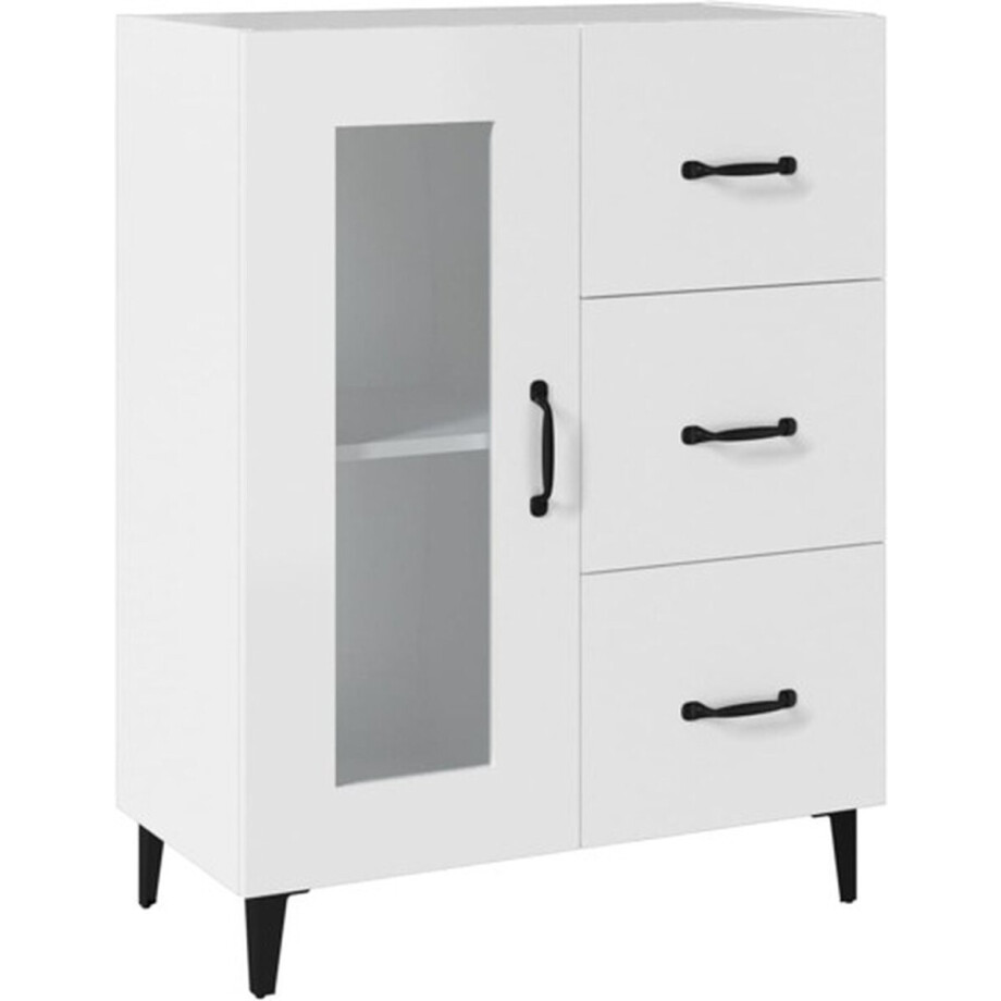 vidaXL - Dressoir - 69,5x34x90 - cm - bewerkt - hout - wit vidaXL - Dressoir - 69,5x34x90 - cm - bewerkt - hout - wit afbeelding 1