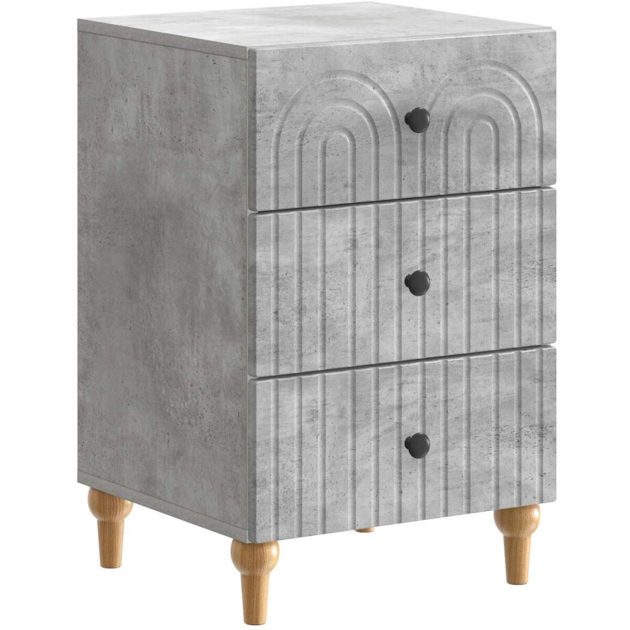 vidaXL - Nachtkastje - Betongrijs - 43x - 41 - x - 66,5 - cm - Bewerkt - hout afbeelding 1