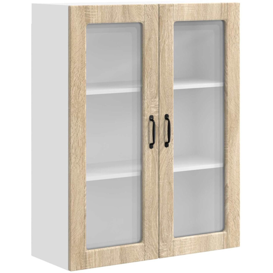 vidaXL - Wandglas - Kasten - PORTO - Sonoma - Eik - 80 - x - 31 - x - 100 - cm - Bewerkt - hout vidaXL - Wandglas - Kasten - PORTO - Sonoma - Eik - 80 - x - 31 - x - 100 - cm - Bewerkt - hout afbeelding 1