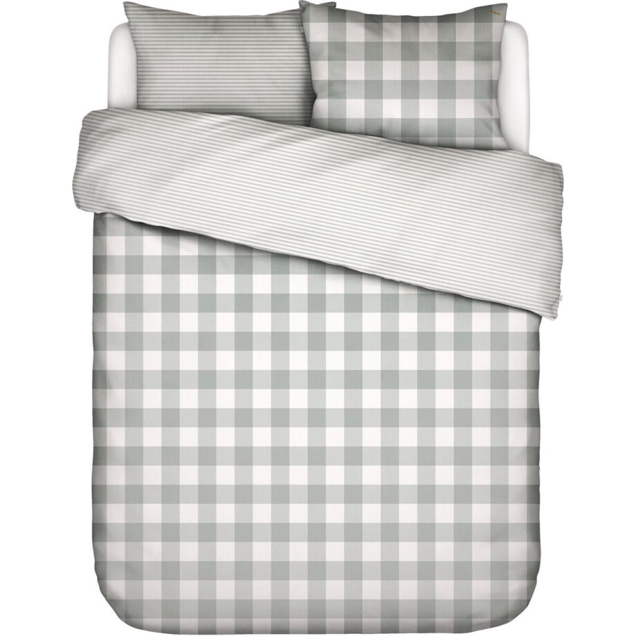 Essenza Chess Dekbedovertrek Dusty green - Lits-Jumeaux XL – 260x200/220 cm afbeelding 1