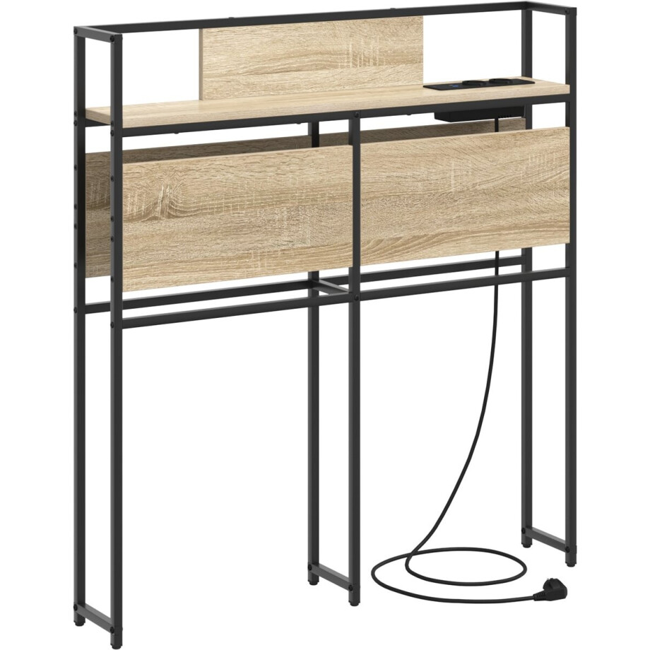 vidaXL - Opberghoofdbord - met - plank - Sonoma - eiken - 90 - cm - Bewerkt - hout vidaXL - Opberghoofdbord - met - plank - Sonoma - eiken - 90 - cm - Bewerkt - hout afbeelding 1