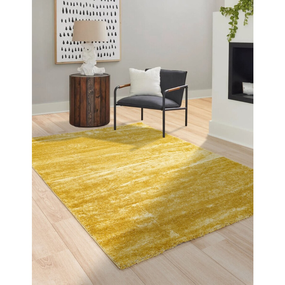 Flycarpets Bolana Modern Effen Vloerkleed - Geel - 160x230 cm afbeelding 1