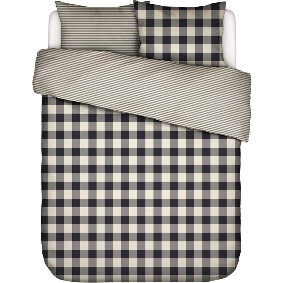 ESSENZA Chess Dekbedovertrek Antraciet - Lits-Jumeaux - 240x200/220 cm afbeelding 1