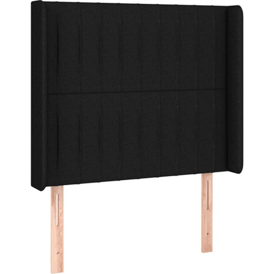 vidaXL - Hoofdbord - met - randen - 93x16x118/128 - cm - stof - zwart afbeelding 1
