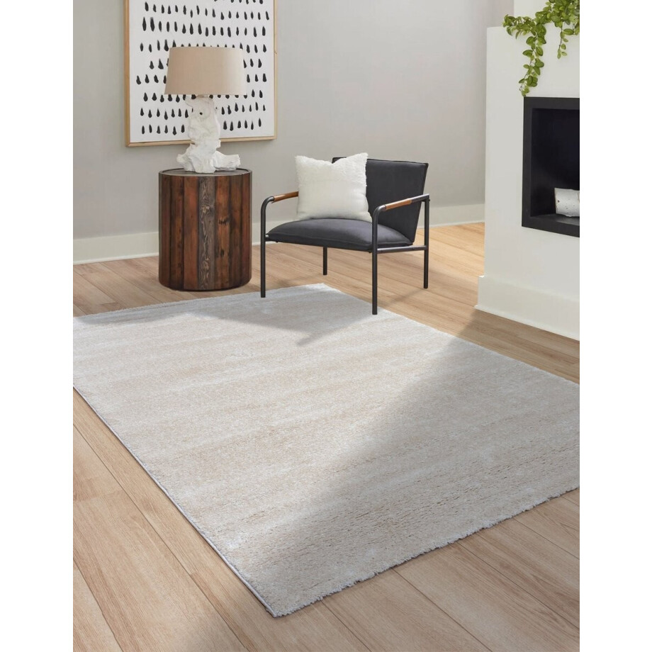Flycarpets Bolana Modern Effen Vloerkleed - Creme - 80x150 cm afbeelding 1