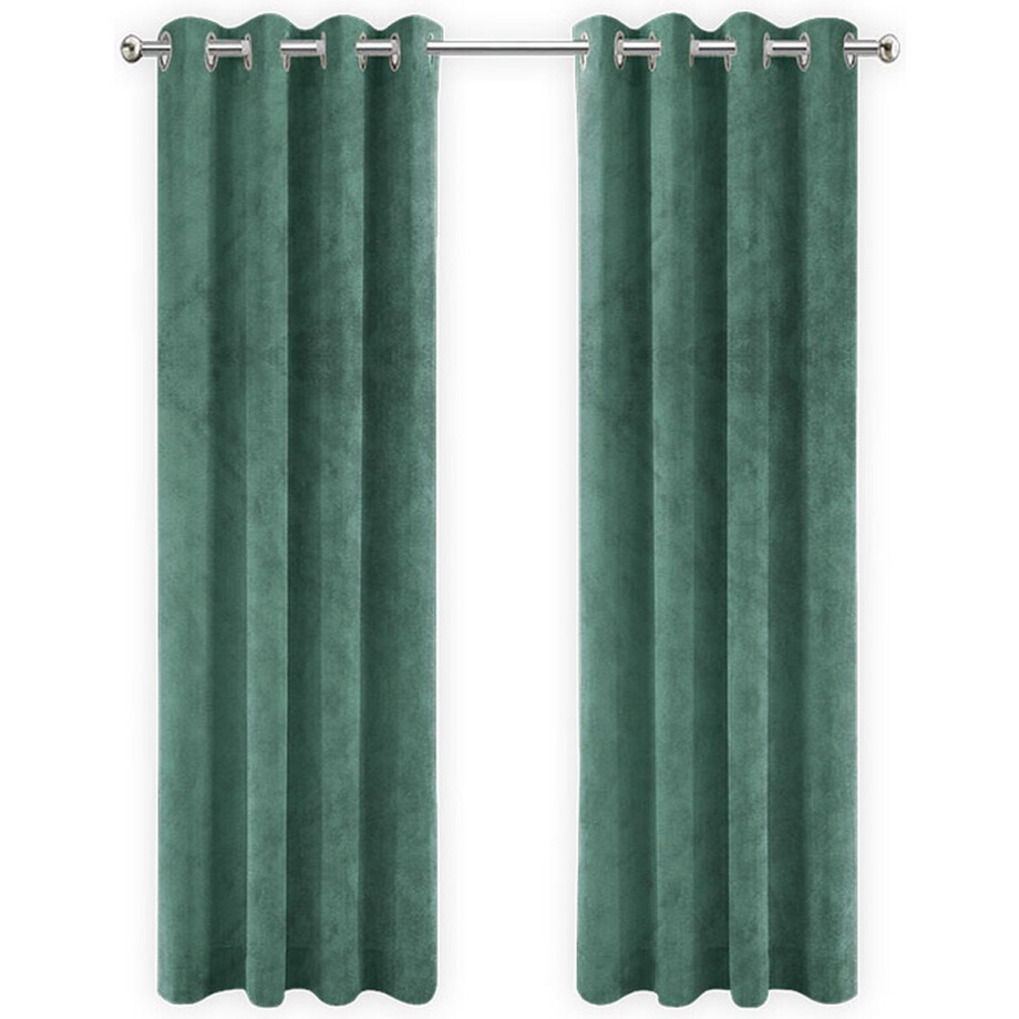 LW collection - gordijnen - kant en klaar - verduisterend - groen velvet - fluweel - 140x270cm afbeelding 1