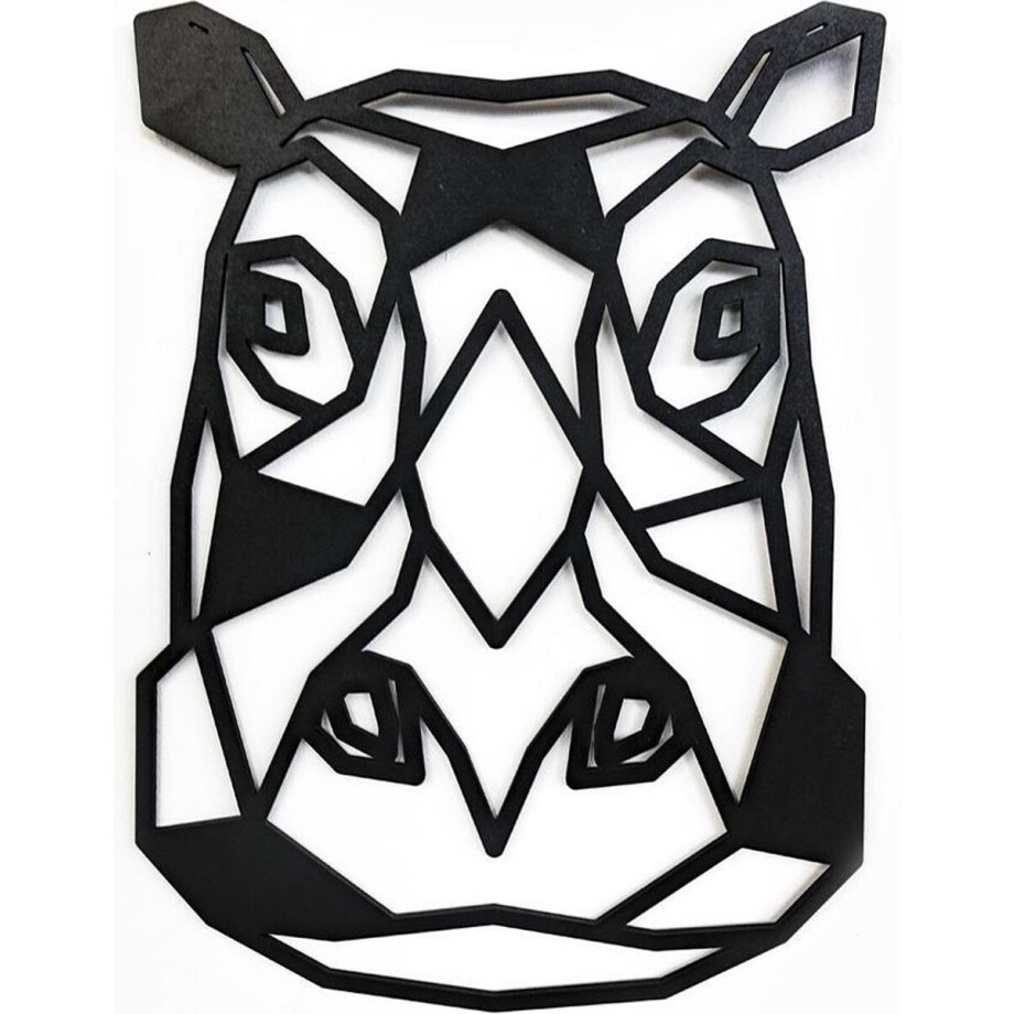 Houten Dierenkop • Houten Nijlpaard • Dierenkop Nijlpaard • Extra Groot • Zwart MDF • Houten Dier • Wandecoratie afbeelding 1