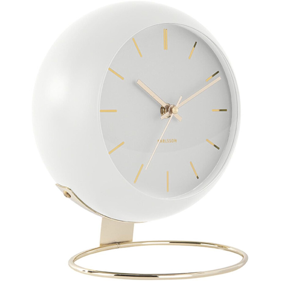 Karlsson Tafelklok Globe - Wit - 21x24,5x14cm - Scandinavisch Karlsson Tafelklok Globe - Wit - 21x24,5x14cm - Scandinavisch afbeelding 1
