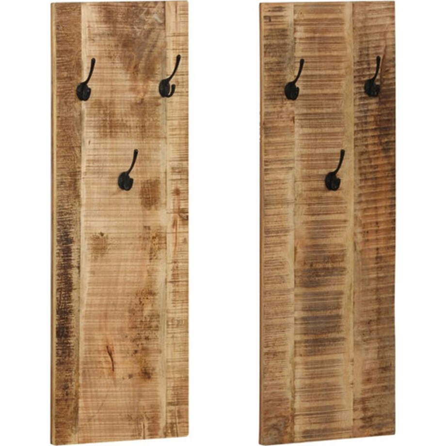 vidaXL - Wandkapstokken - 2 - st - 36x110x3 - cm - massief - mangohout afbeelding 1