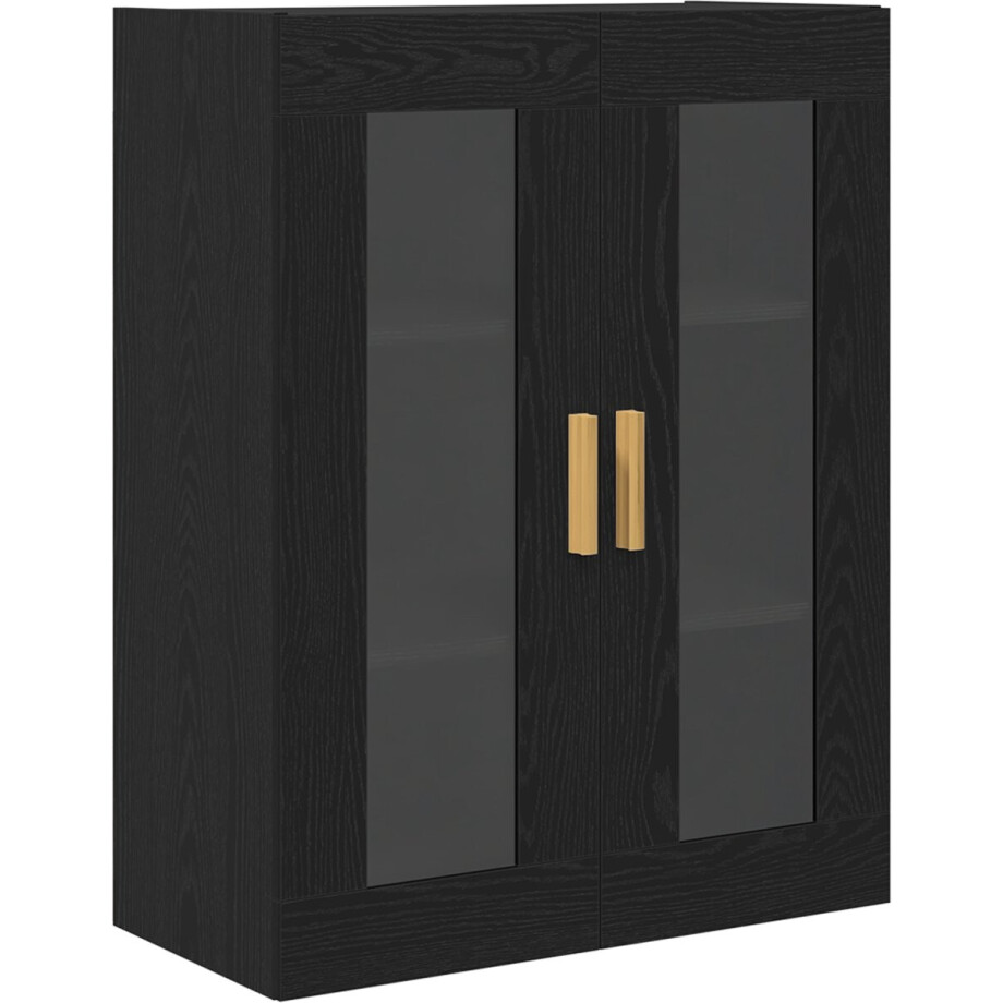 vidaXL - Wandkast - Zwart - Eiken - 69,5 - x - 34 - x - 90 - cm - Bewerkt - hout vidaXL - Wandkast - Zwart - Eiken - 69,5 - x - 34 - x - 90 - cm - Bewerkt - hout afbeelding 1