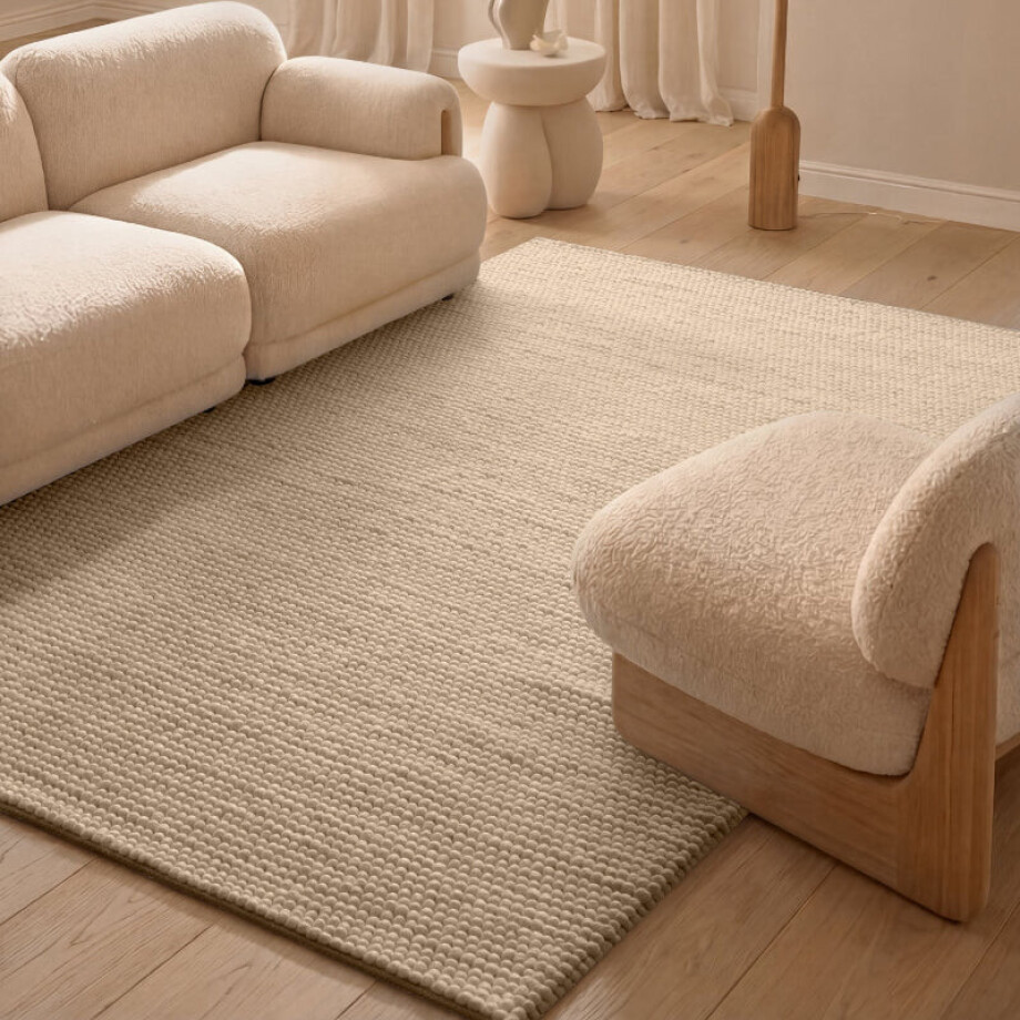 Vloerkleed Diana Rechthoekig - Lichtbeige 170x120cm - Wol - Dekbed-Discounter.nl afbeelding 