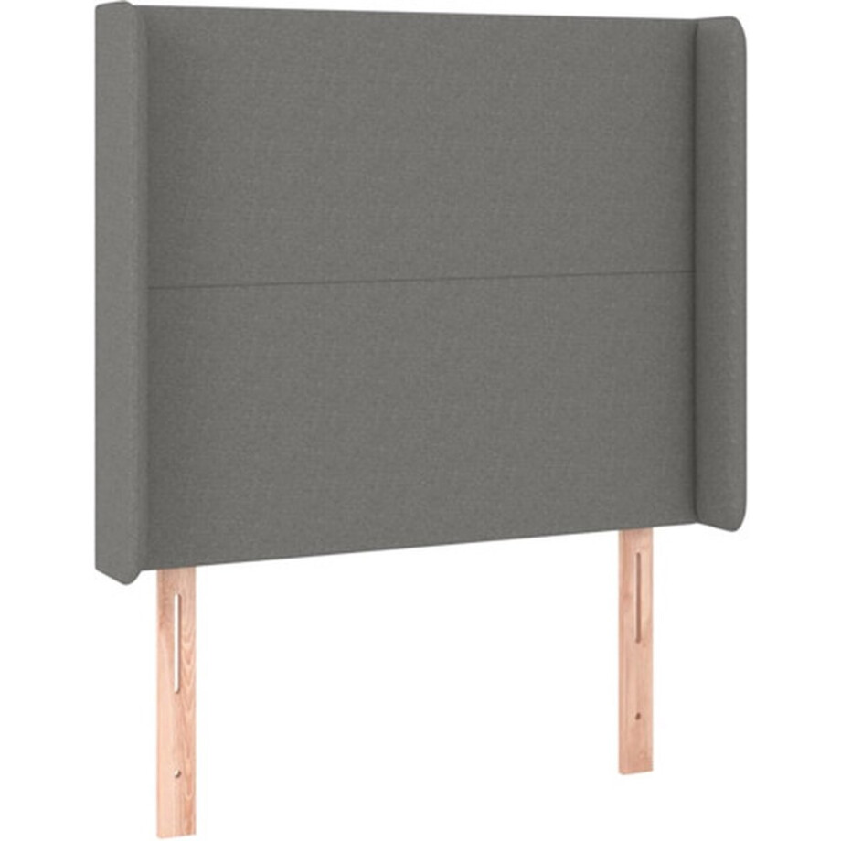 vidaXL - Hoofdbord - met - randen - 93x16x118/128 - cm - stof - donkergrijs vidaXL - Hoofdbord - met - randen - 93x16x118/128 - cm - stof - donkergrijs afbeelding 1