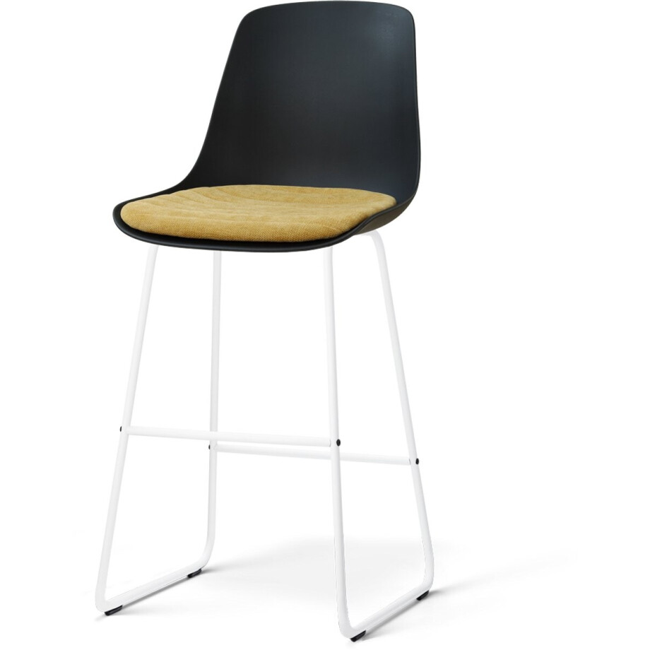 Nolon Nino-Liv barkruk zwart met warm oker Zitkussen - wit onderstel - 75 cm afbeelding 1