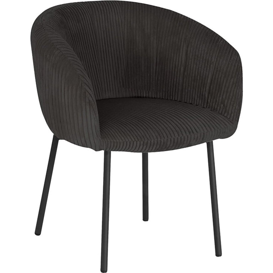 Stoel Pia Grijs - Metaal - Ribstof - Set van 2 - Zithoogte 48 cm - Zitdiepte 44 cm - Met armleuning afbeelding 1