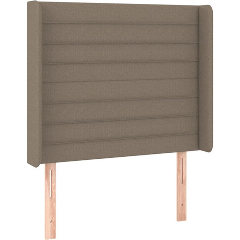vidaXL - Hoofdbord - met - randen - 83x16x118/128 - cm - stof - taupe vidaXL - Hoofdbord - met - randen - 83x16x118/128 - cm - stof - taupe afbeelding 1