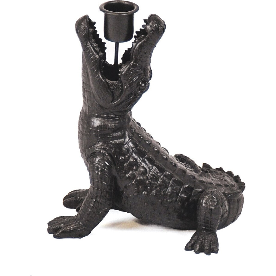 Housevitamin - Kandelaar Krokodil - Alligator Candle Holder Black - 15 x 18 x 12 cm afbeelding 1