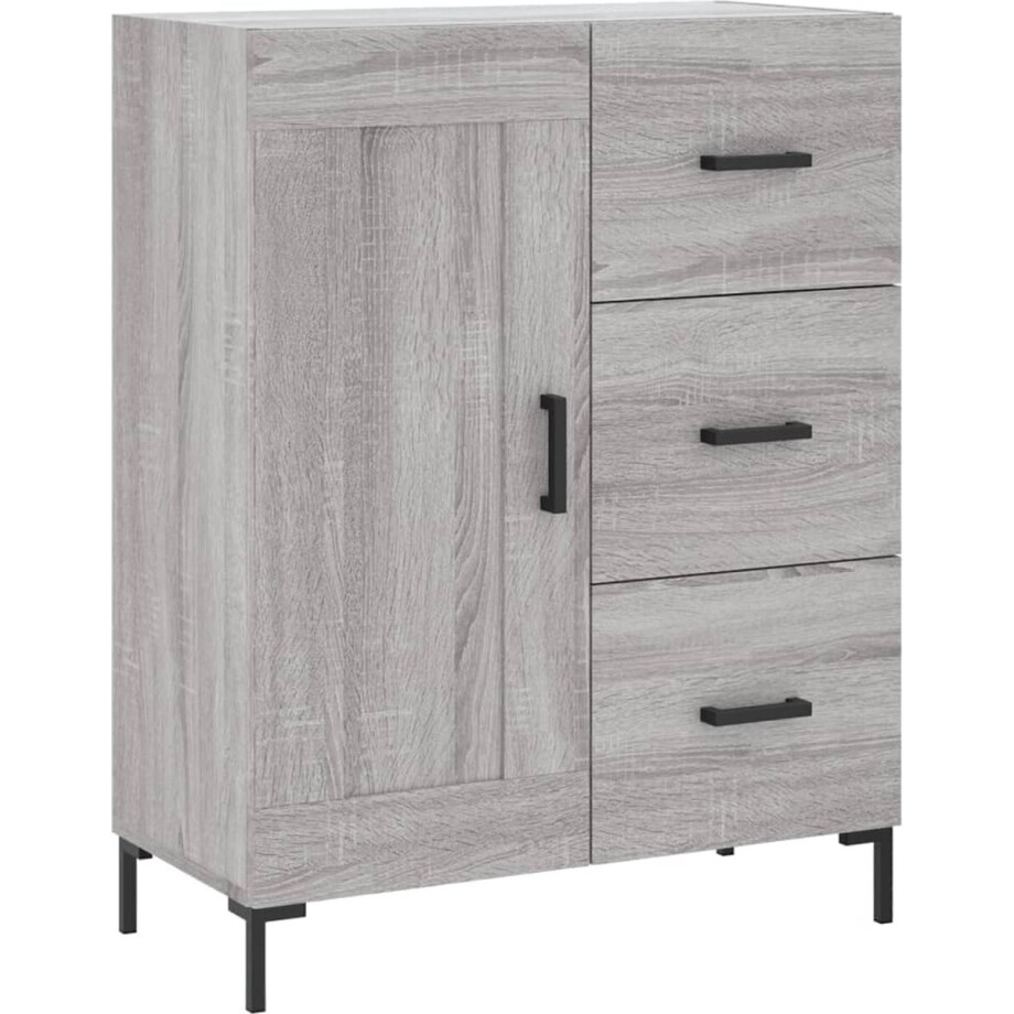 vidaXL - Dressoir - 69,5x34x90 - cm - bewerkt - hout - grijs - sonoma - eikenkleurig afbeelding 1