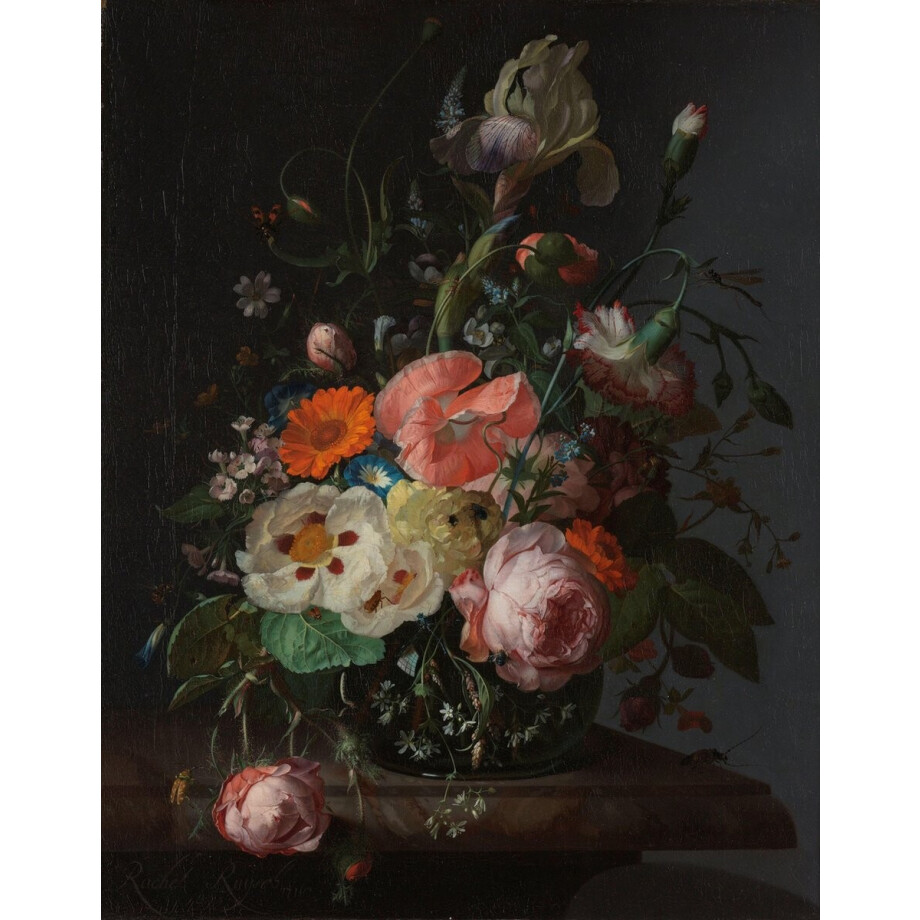 Luxe Wanddecoratie - Fotokunst Vaas met bloemen, Rachel Ruysch - Hoogste kwaliteit Plexiglas - Blind Aluminium Ophangsysteem - 80 x 120 - Akoestisch en UV Werend - inclusief verzending  - afbeelding 1