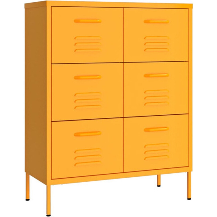 vidaXL - Ladekast - 80x35x101,5 - cm - staal - mosterdgeel afbeelding 1