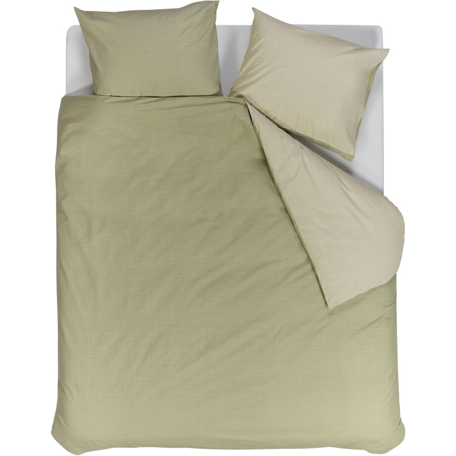 Vtwonen Cozy Slub dekbedovertrek - Lits-Jumeaux XL - 260 x 220 cm - Groen afbeelding 1