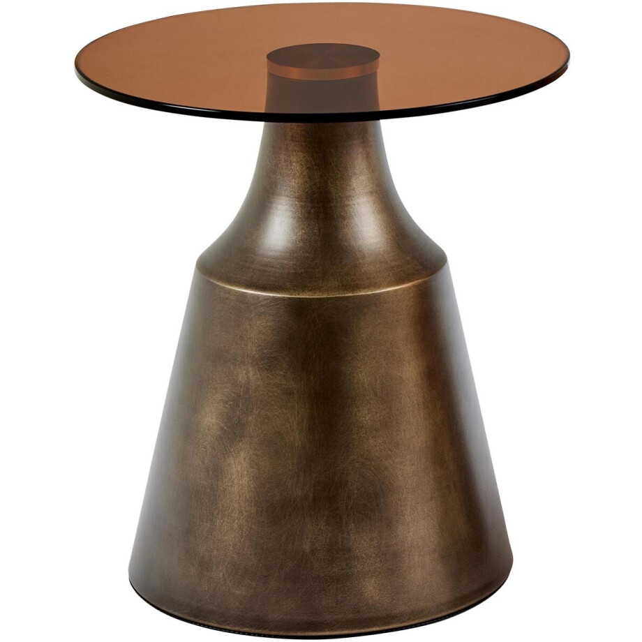 Sohome Ronde Bijzettafel Tymon Glas en brons staal, 45cm - Bruin afbeelding 1