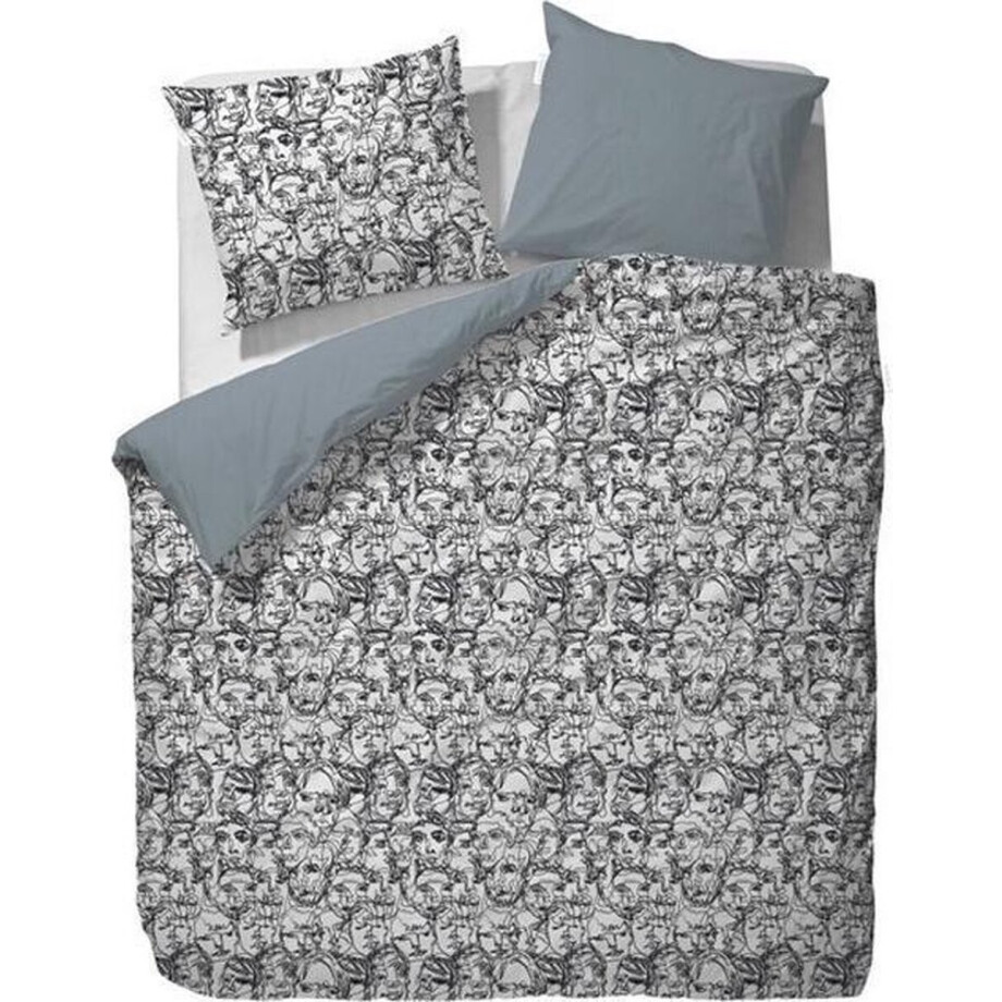 Essenza Pierre Dekbedovertrek - 150x210 + 50x60 cm - Black Essenza Pierre Dekbedovertrek - 150x210 + 50x60 cm - Black afbeelding 1