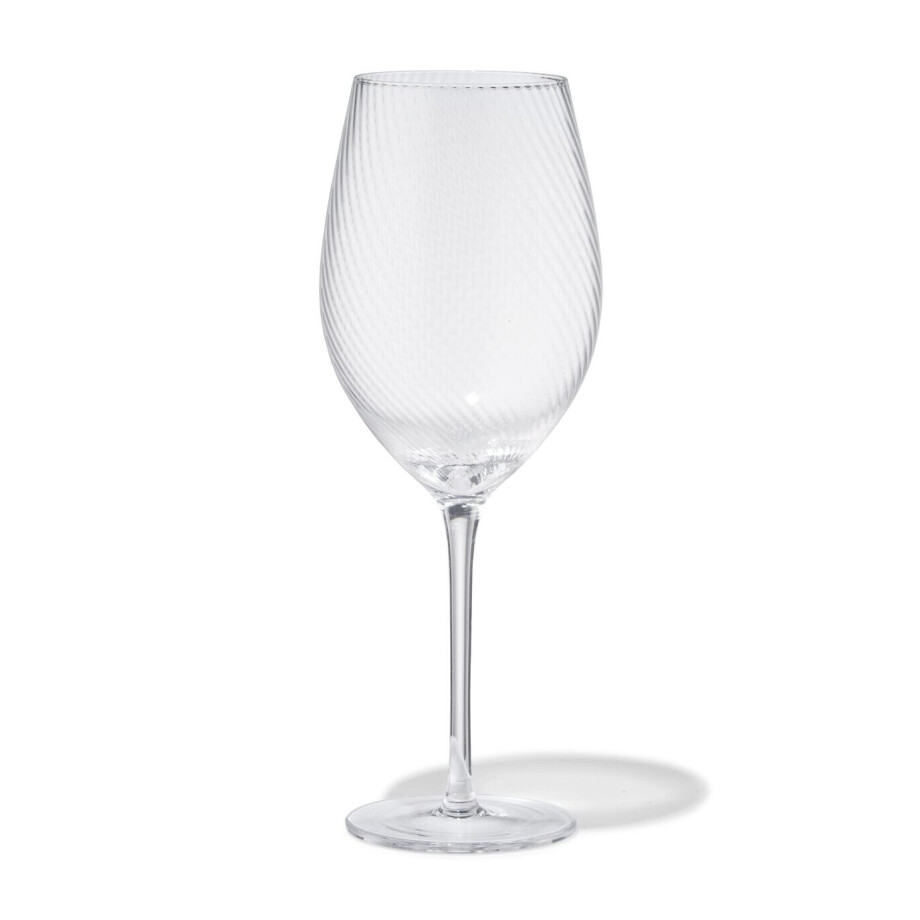 HEMA HEMA Rode Wijnglas 610ml Bergen Glas Twist Reliëf (transparant) afbeelding 1