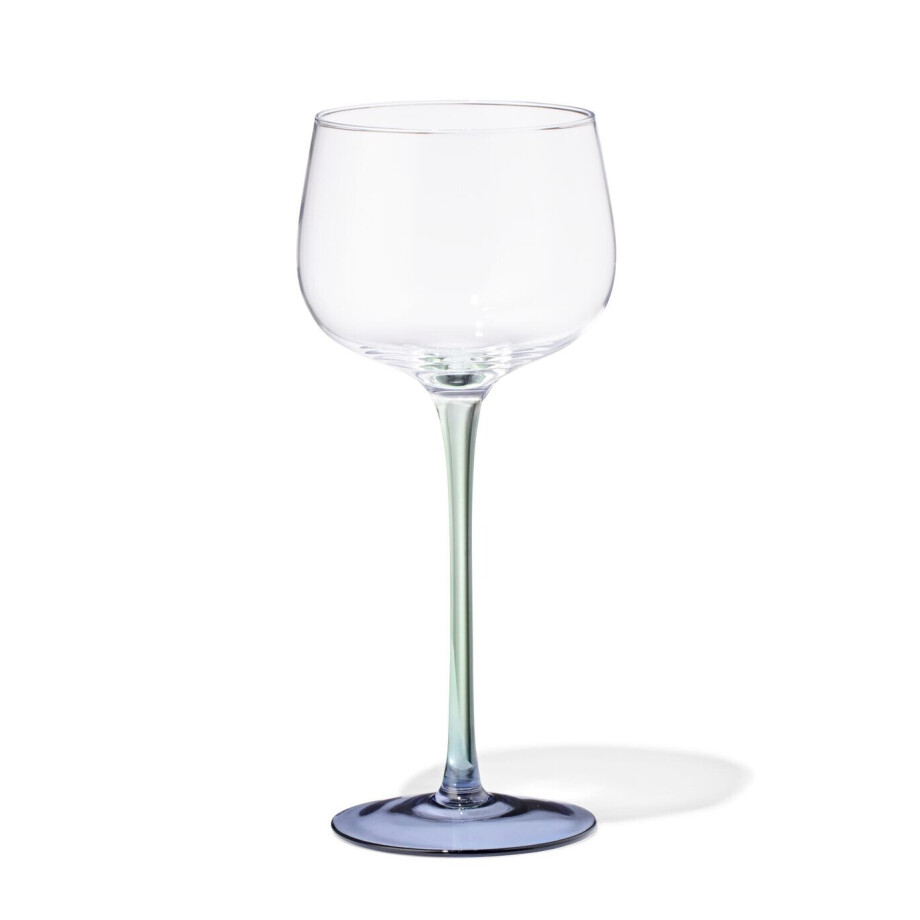 HEMA HEMA Wijnglas 230ml Glas Groen Met Blauw (multi) HEMA HEMA Wijnglas 230ml Glas Groen Met Blauw (multi) afbeelding 1