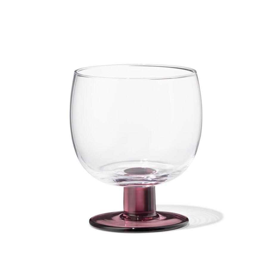 HEMA HEMA Wijnglas 290ml Glas Gekleurde Voet (bordeauxrood) afbeelding 1