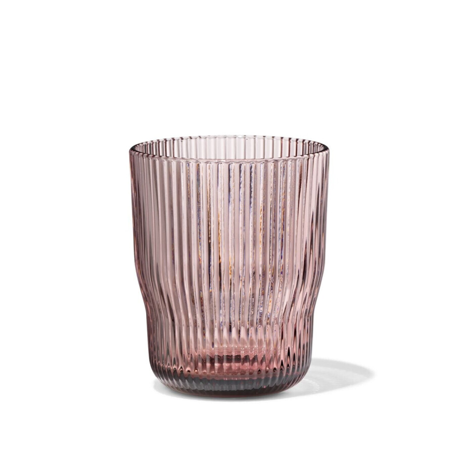 HEMA HEMA Waterglas 270ml Bergen Glas Streep Reliëf Bordeauxrood (bordeauxrood) afbeelding 1