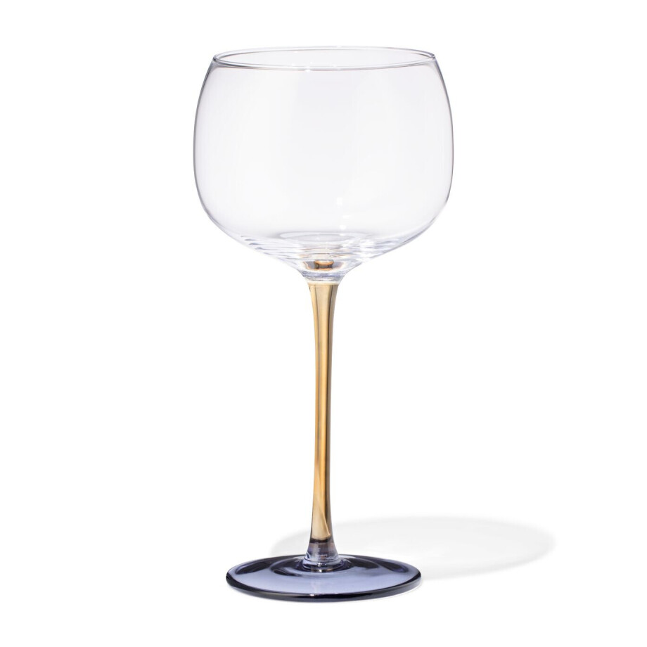 HEMA HEMA Wijnglas 380ml Glas Geel Met Blauw (multi) HEMA HEMA Wijnglas 380ml Glas Geel Met Blauw (multi) afbeelding 1