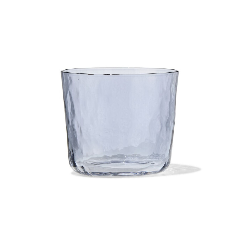 HEMA HEMA Waterglas 200ml Glas Gehamerd Blauw (blauw) afbeelding 1