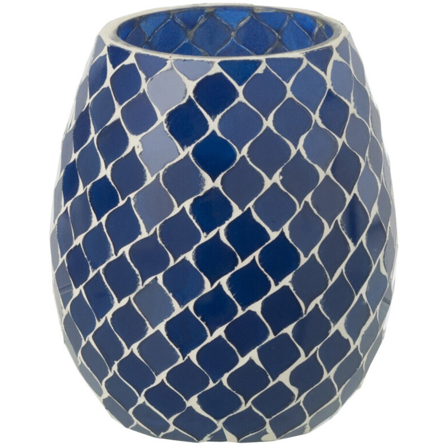 J-Line geurkaars Mia Mozaiek - Juniper Love - glas - blauw - small - 90U afbeelding 1