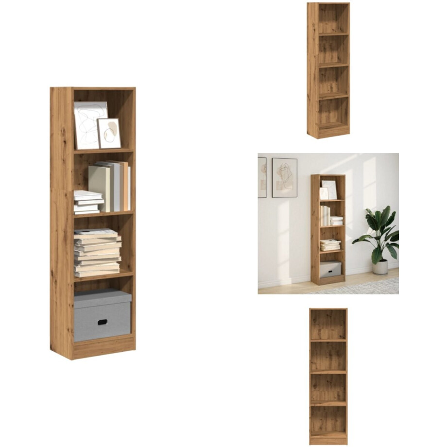 vidaXL Boekenkast - Boekenkasten - Boeken Plank - Schappenkast - Boekenkast 40x24x143 cm bewerkt hout artisanaal eikenkleurig afbeelding 1