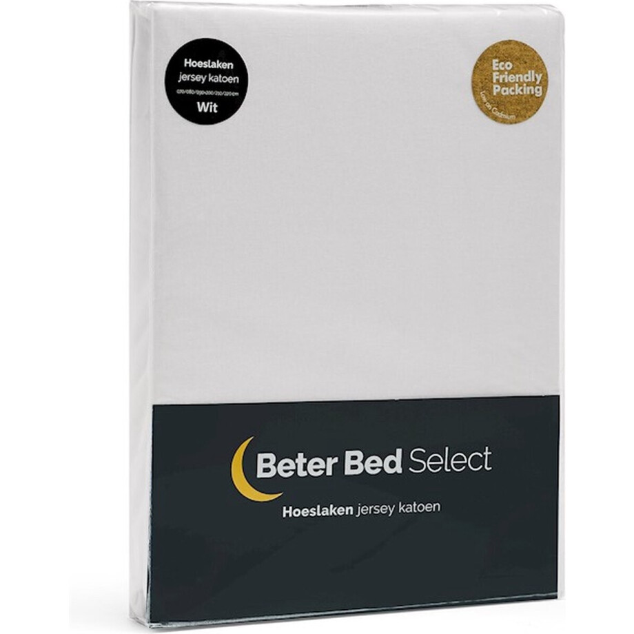 Beter Bed Select Jersey Hoeslaken - 70/80/90 x 200/210/220 cm - 100% Katoen - Matrasbeschermer - Matrashoes - Wit afbeelding 1