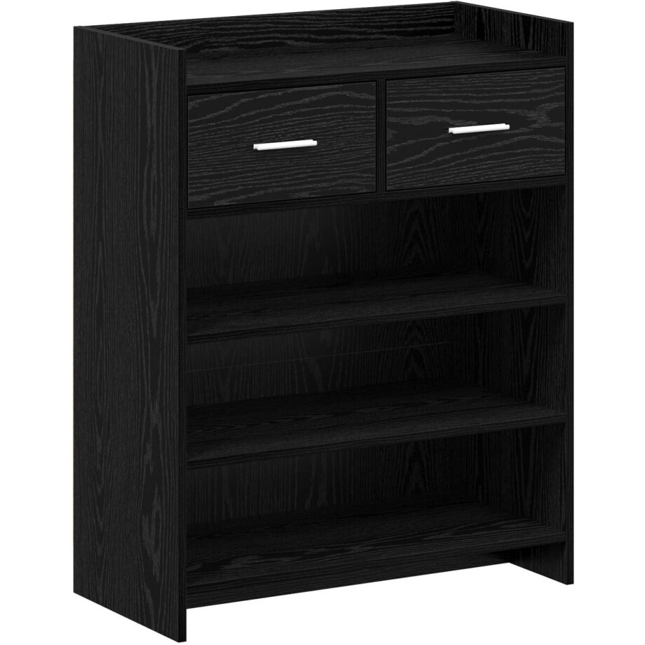 vidaXL - Schoenenkast - 73,5 - x - 36 - x - 92 - cm - Bewerkt - hout - Zwart - eiken afbeelding 1